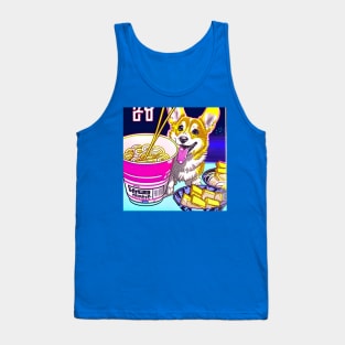 Corgi Eating Ramen Noodle Soup. Tank Top